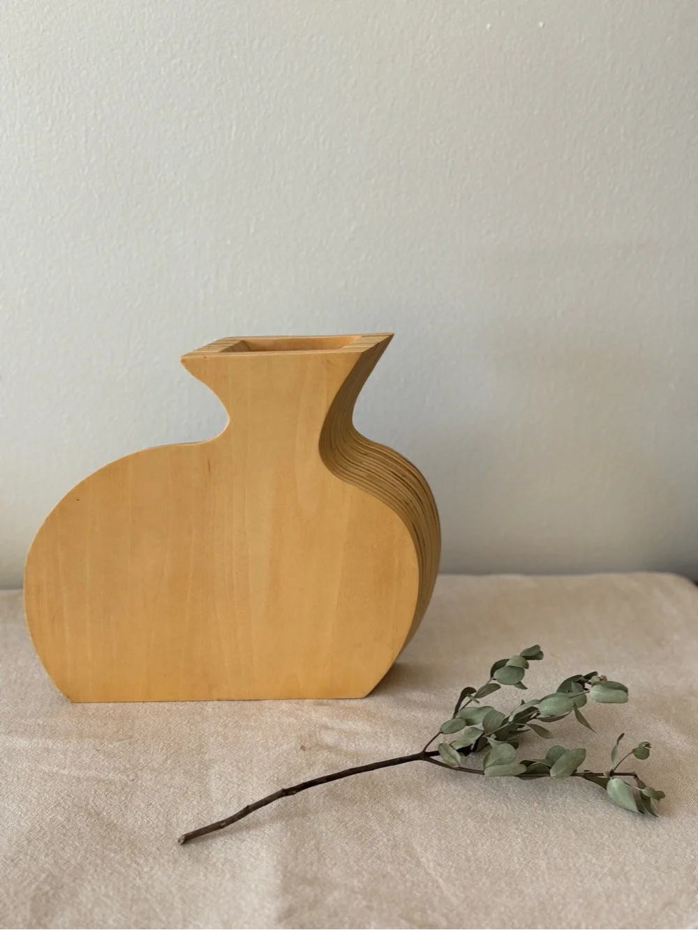 Vase Vintage Two-Tone Wood - Brown and Tan
